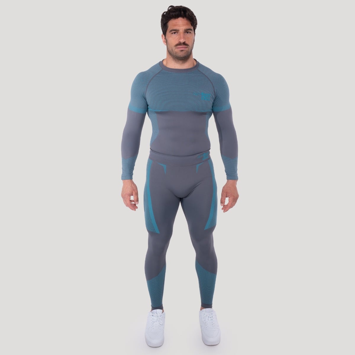 GymBeam Bezešvé legíny OG1 Grey/Blue - Velikost: L | Barva: Sivá | Hmotnost: 0,25 kg | Balení: 82 · záber 6