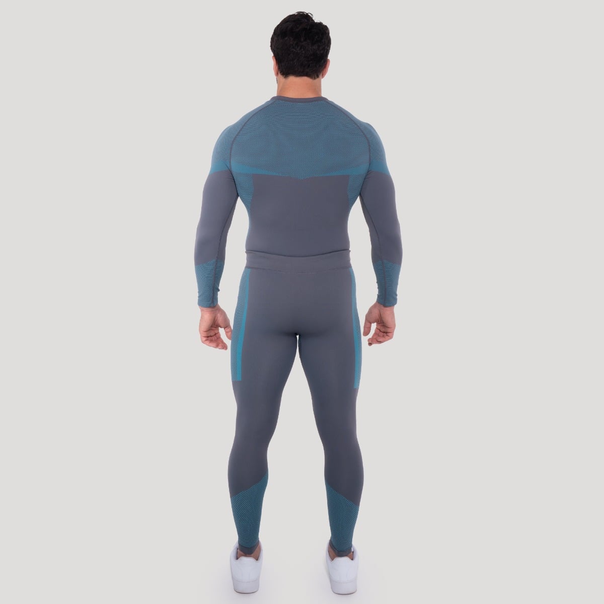 GymBeam Bezešvé legíny OG1 Grey/Blue - Velikost: L | Barva: Sivá | Hmotnost: 0,25 kg | Balení: 82 · záber 7