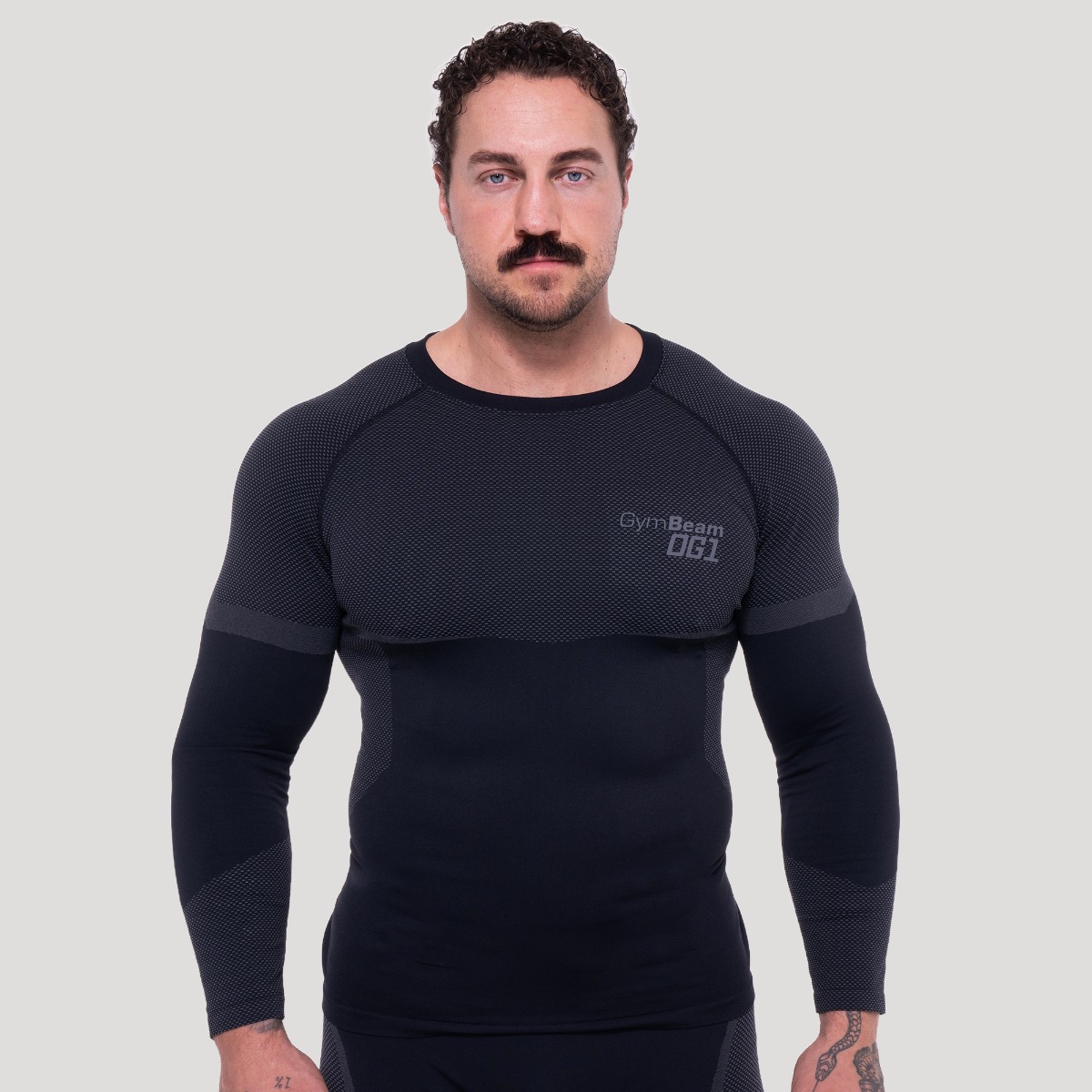 Bezešvé tričko s dlouhým rukávem OG1 Black/Grey - GymBeam