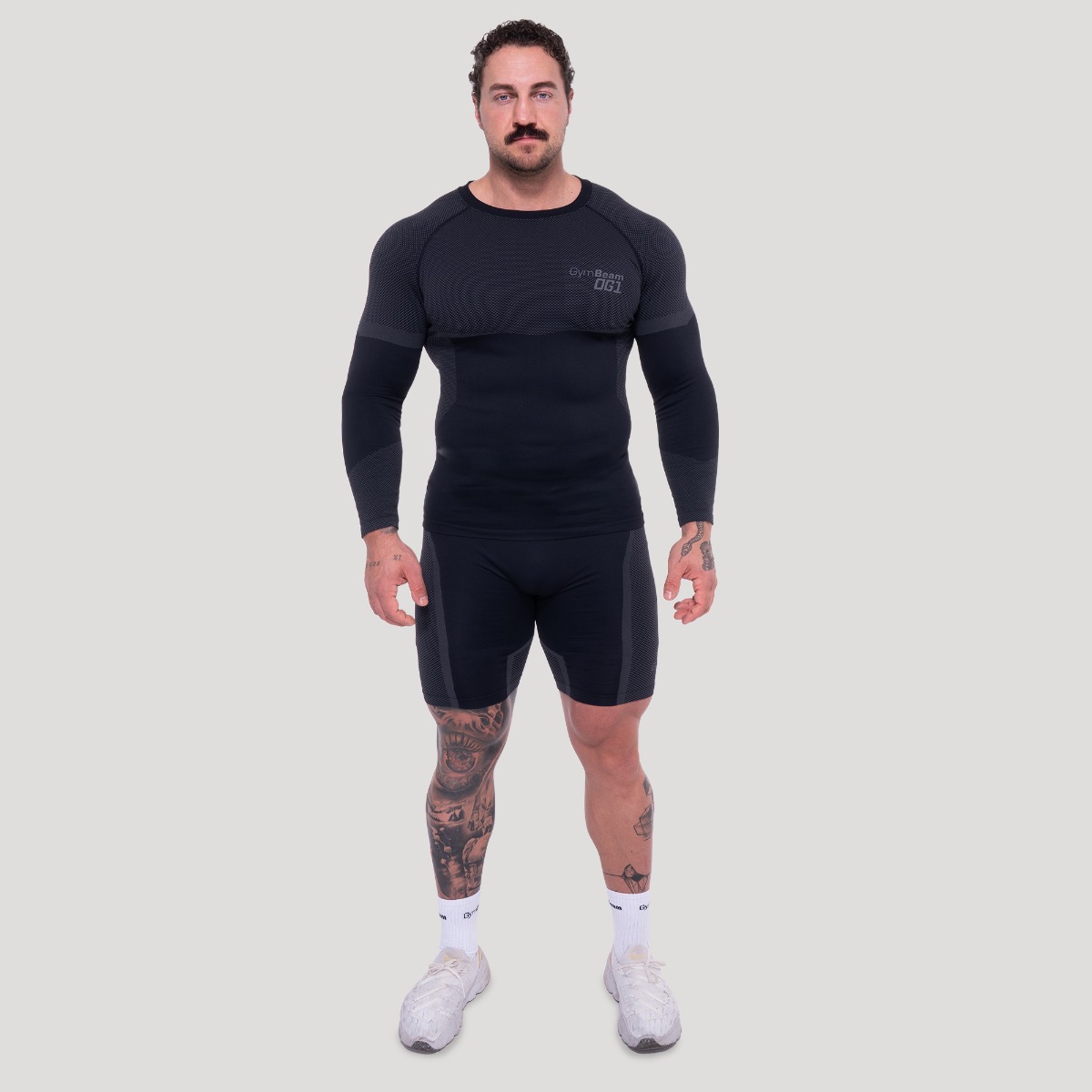 GymBeam Bezešvé tričko s dlouhým rukávem OG1 Black/Grey - Velikost: XXL | Barva: Čierna | Hmotnost: 0,355 kg | Balení: 60 · záber 6
