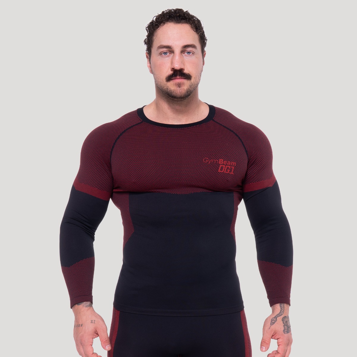 Bezešvé tričko s dlouhým rukávem OG1 Black/Red - GymBeam