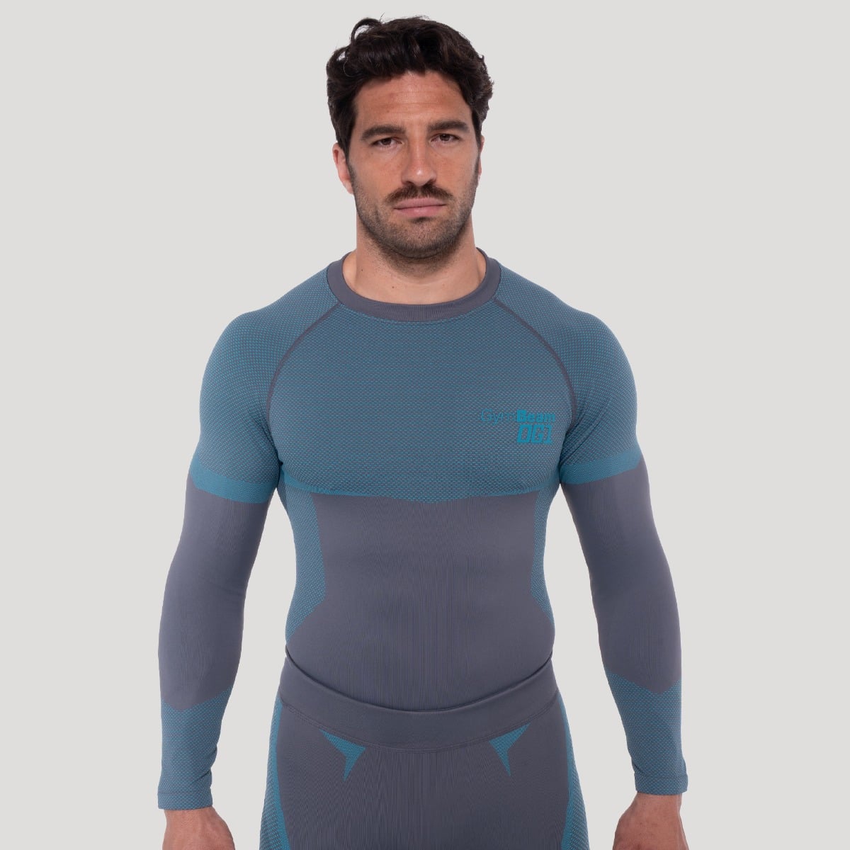 Bezešvé tričko s dlouhým rukávem OG1 Grey/Blue - GymBeam