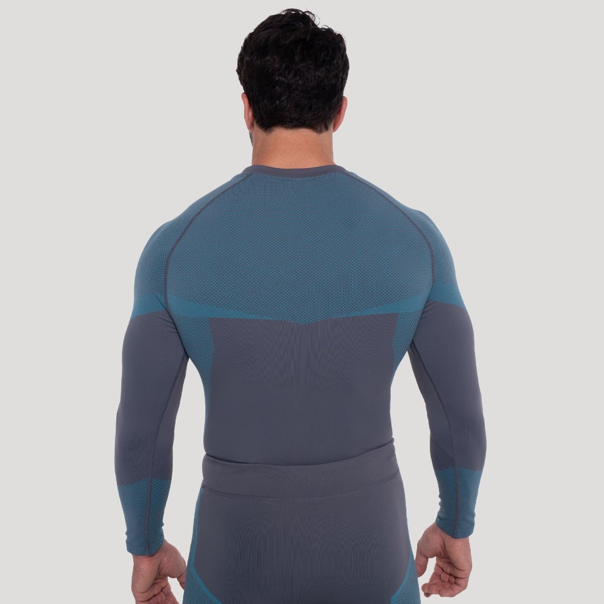 Bezešvé tričko s dlouhým rukávem OG1 Grey/Blue - GymBeam