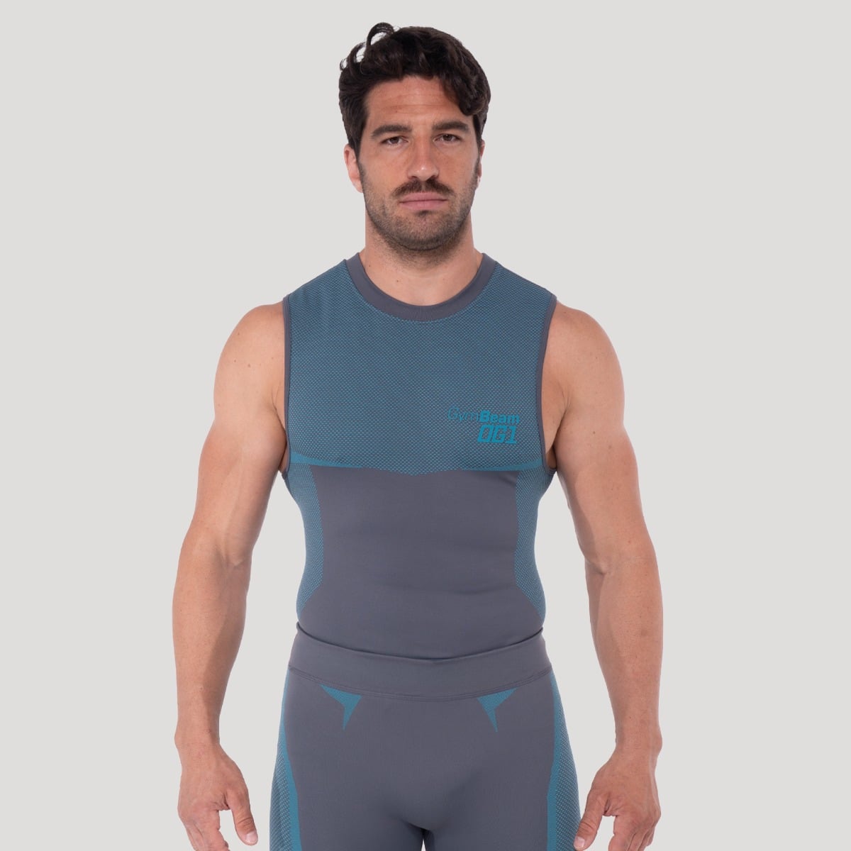 Bezešvé tílko OG1 Grey/Blue - GymBeam