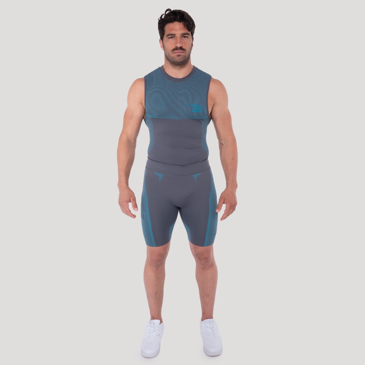 GymBeam Bezešvé tílko OG1 Grey/Blue - Velikost: S | Barva: sivá, modrá | Hmotnost: 0,1673 kg | Balení: 110 · záber 6