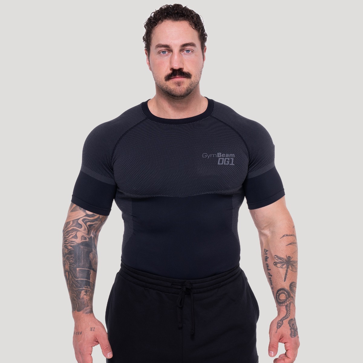 Bezešvé tričko OG1 Black/Grey - GymBeam
