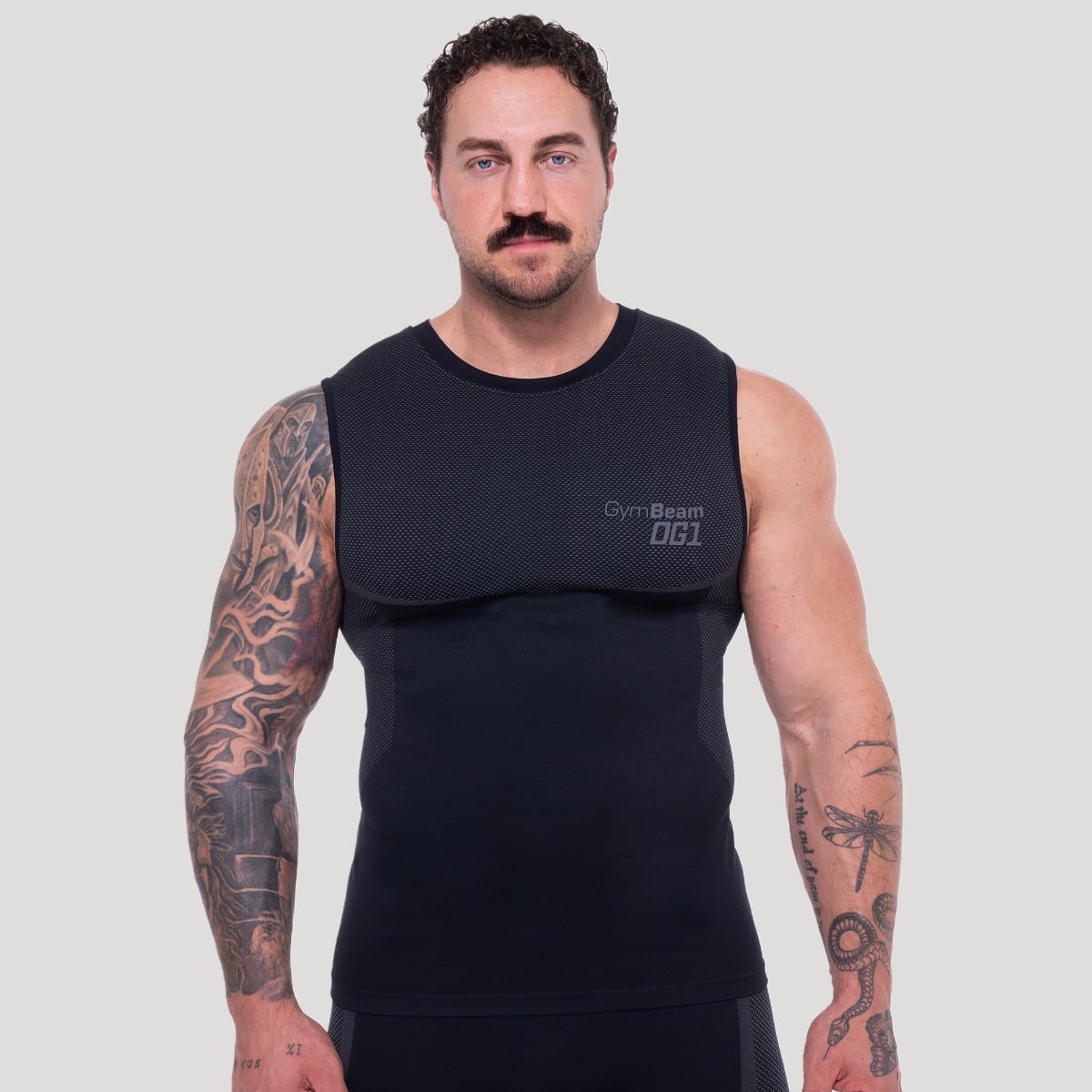Bezešvé tílko OG1 Black/Grey - GymBeam