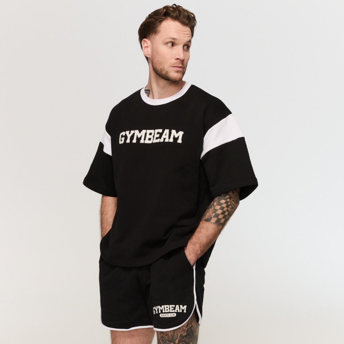 GymBeam Tričko Premium Heavyweight Varsity Black (obrázek 6)
