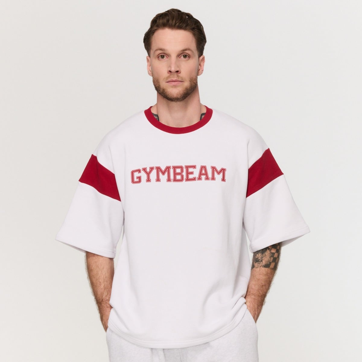 Tričko Premium Heavyweight Varsity White  - GymBeam