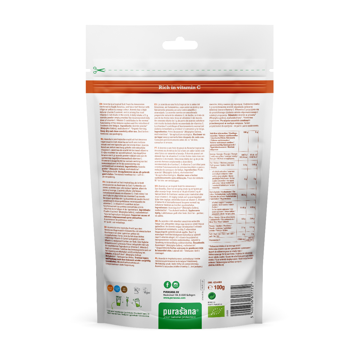 BIO Acerola Juice Powder - Purasana  100 g