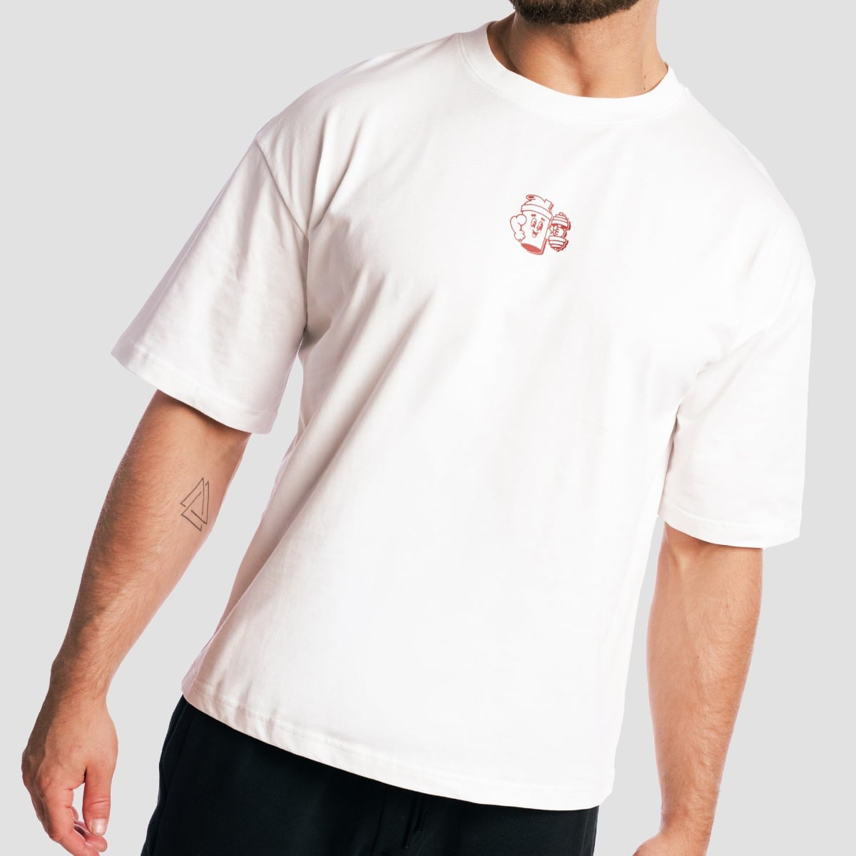 GymBeam Tričko Boxy Shaker White (obrázek 3)