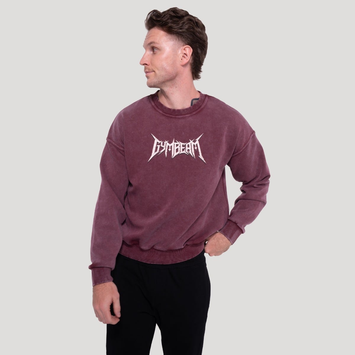 GymBeam Mikina Spike Burgundy - Velikost: S | Barva: Červená | Hmotnost: 0,52 kg | Balení: 37 · záber 6