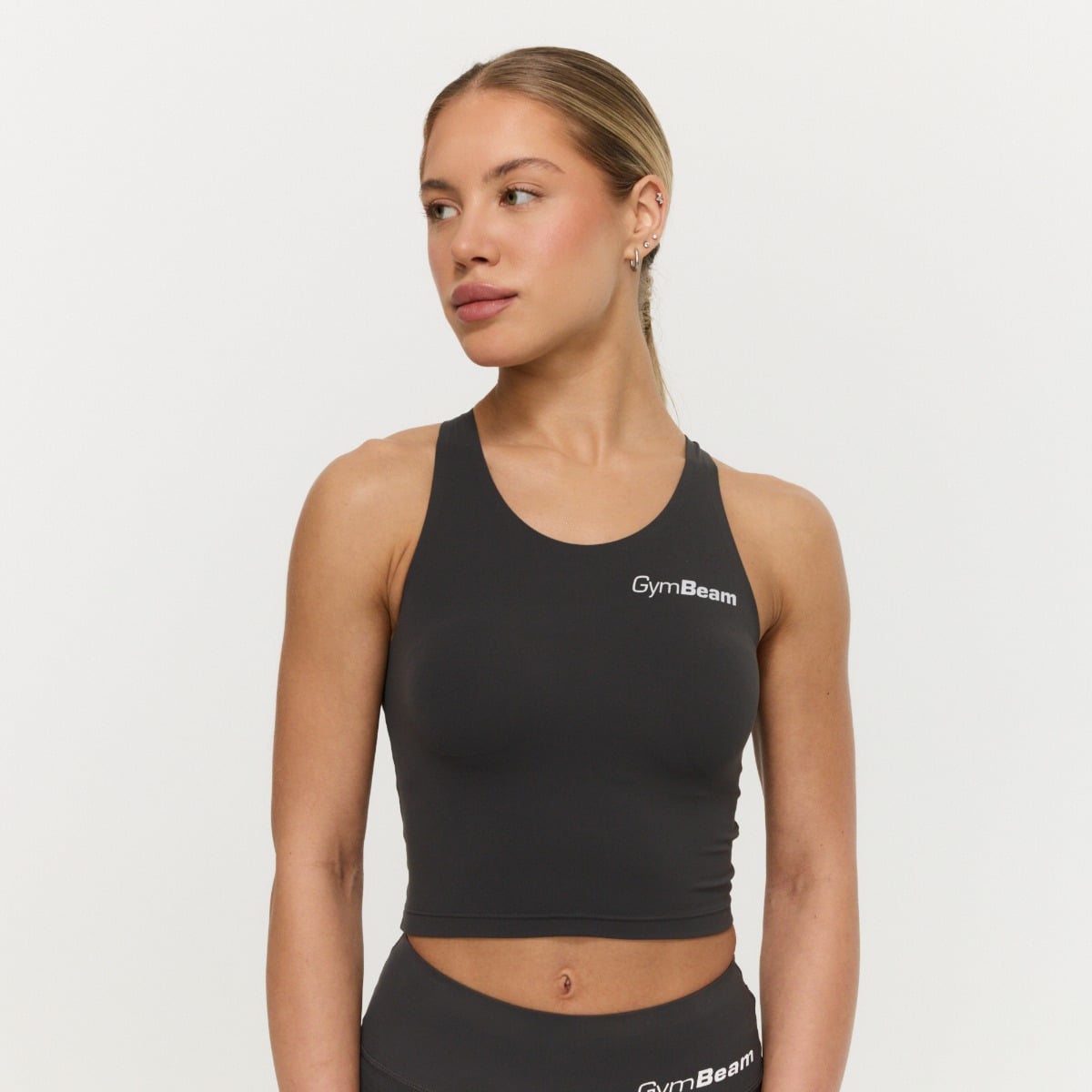 GymBeam Dámský sportovní top BEAT Charcoal