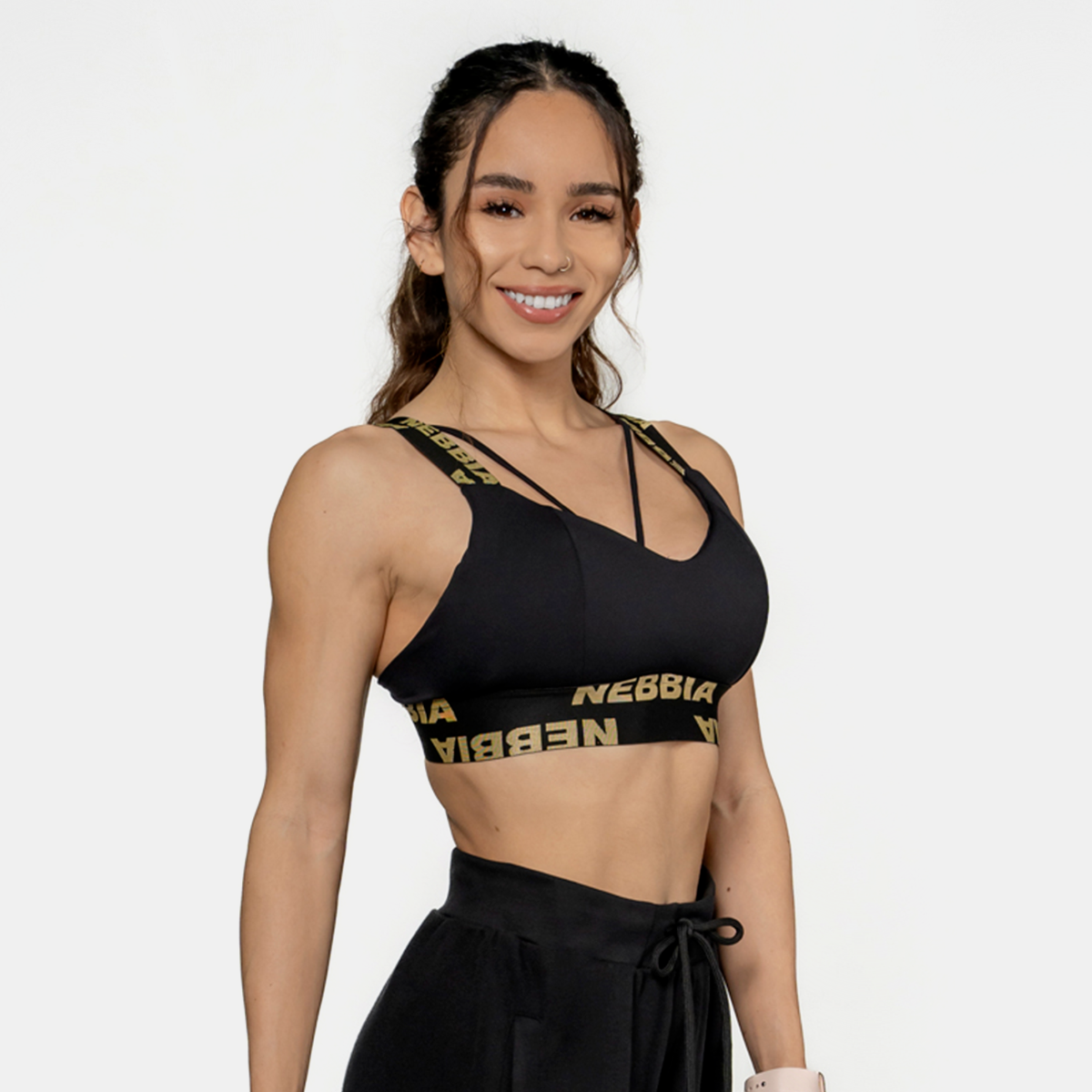 NEBBIA Sportovní podprsenka Intense Iconic Black/Gold