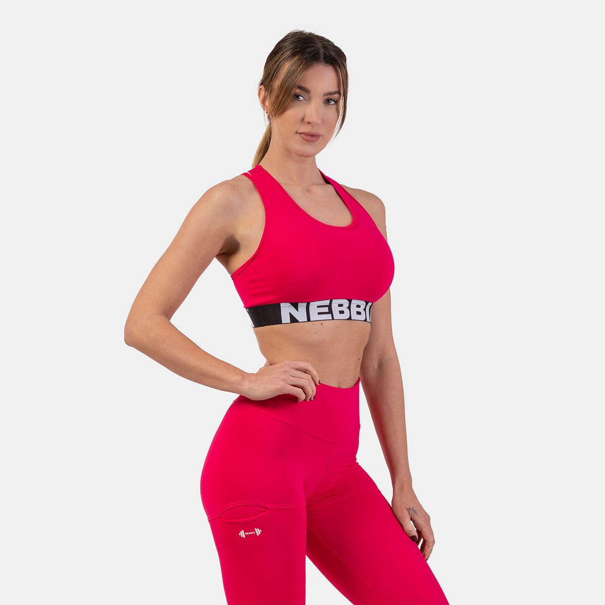 Sportovní podprsenka Medium Impact Cross Back Pink - NEBBIA