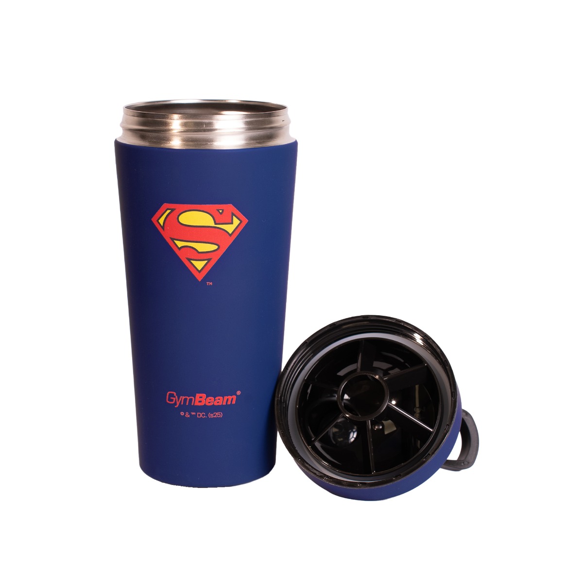 Šejkr Steel Superman™ 750 ml - GymBeam modrá