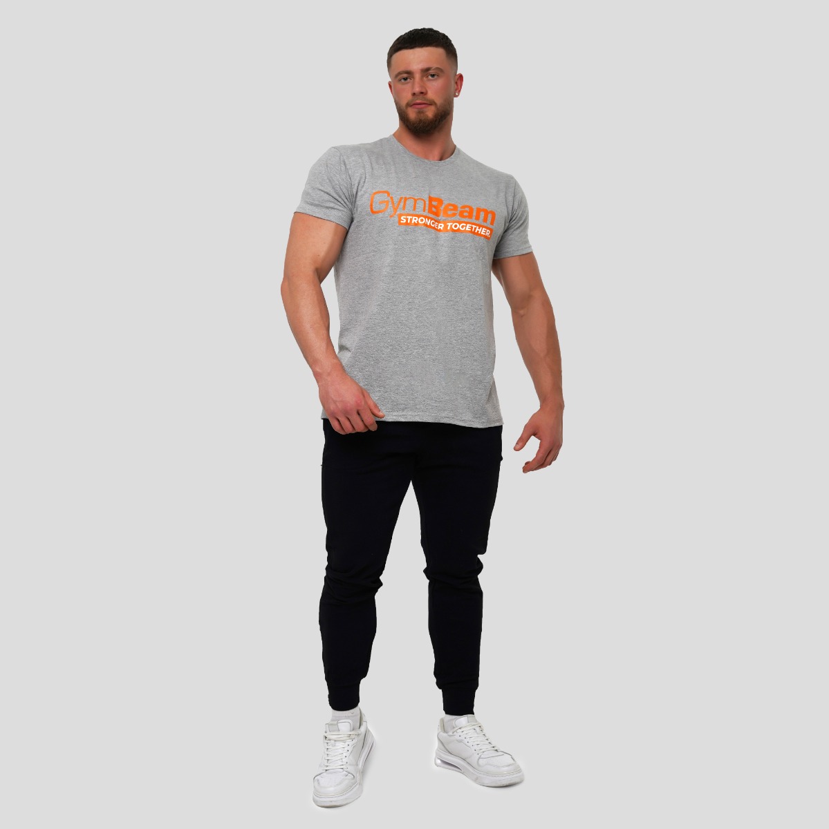 Tričko Stronger Together Grey - GymBeam šedá XXL