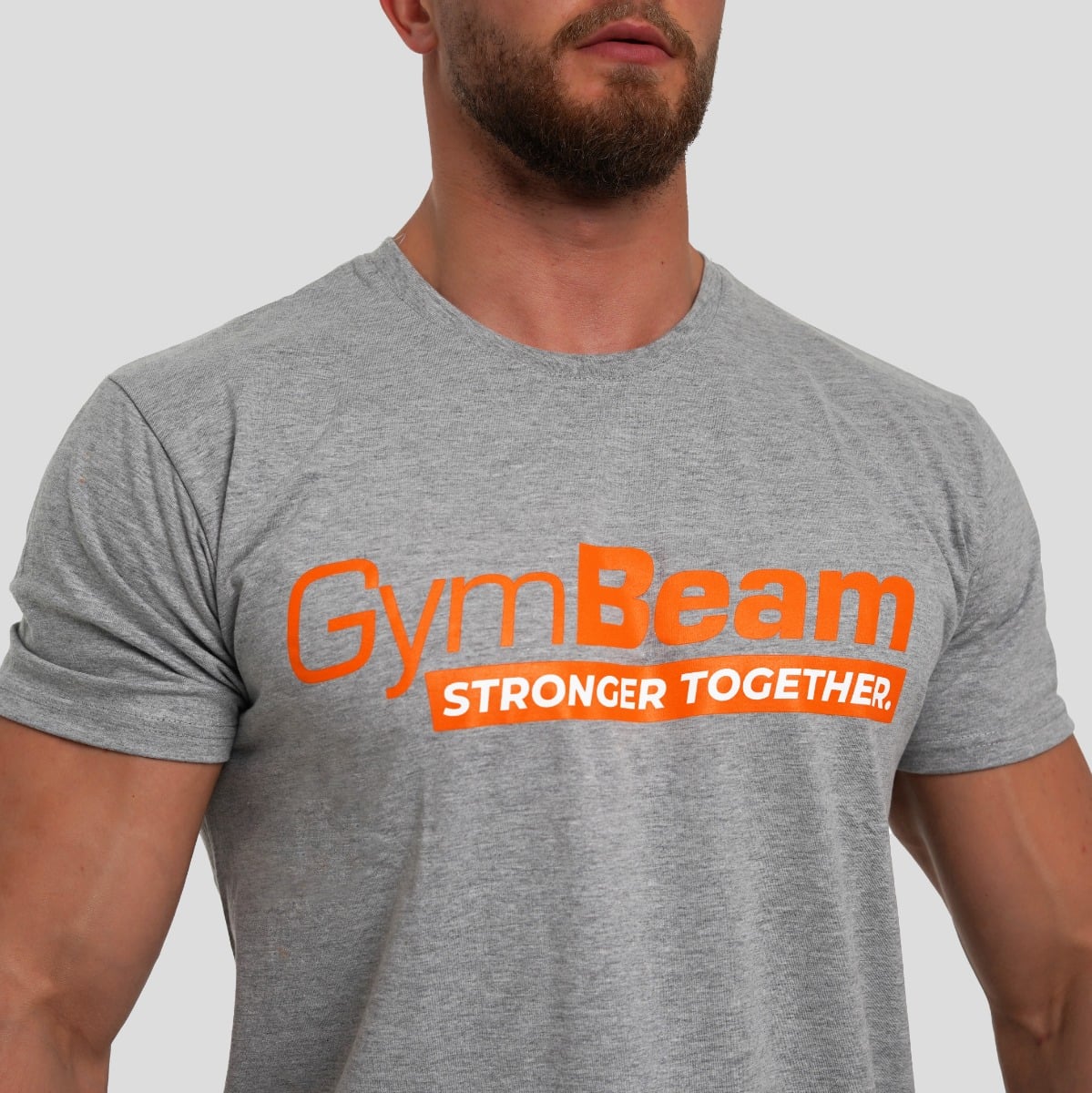 Tričko Stronger Together Grey - GymBeam šedá XXL