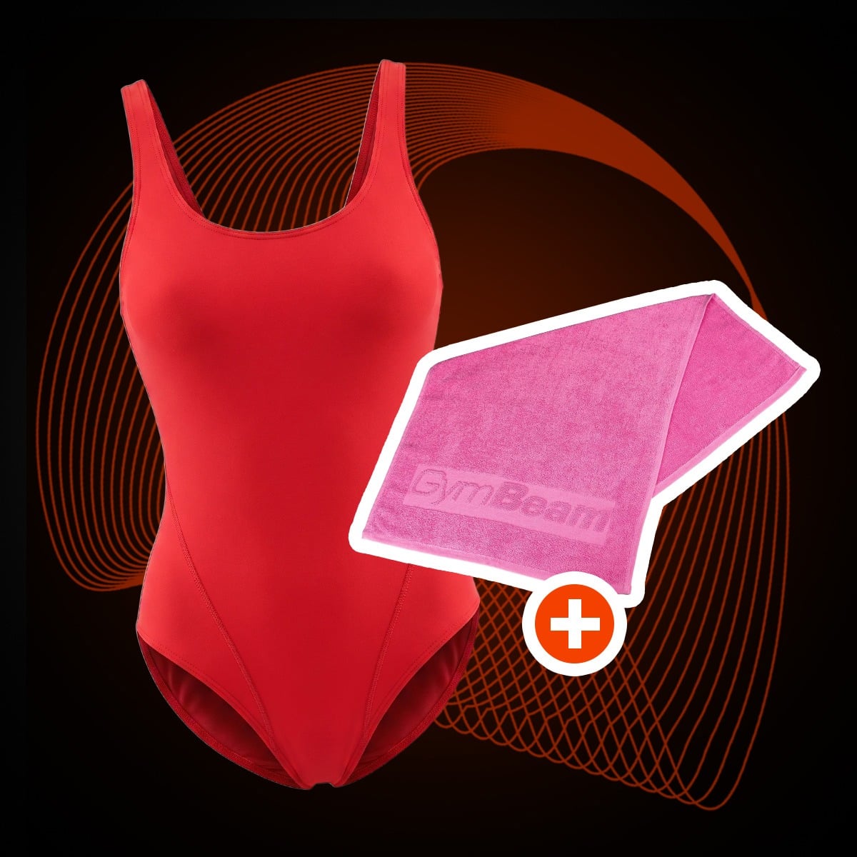 Sportovní jednodílné plavky Red - GymBeam + dárek