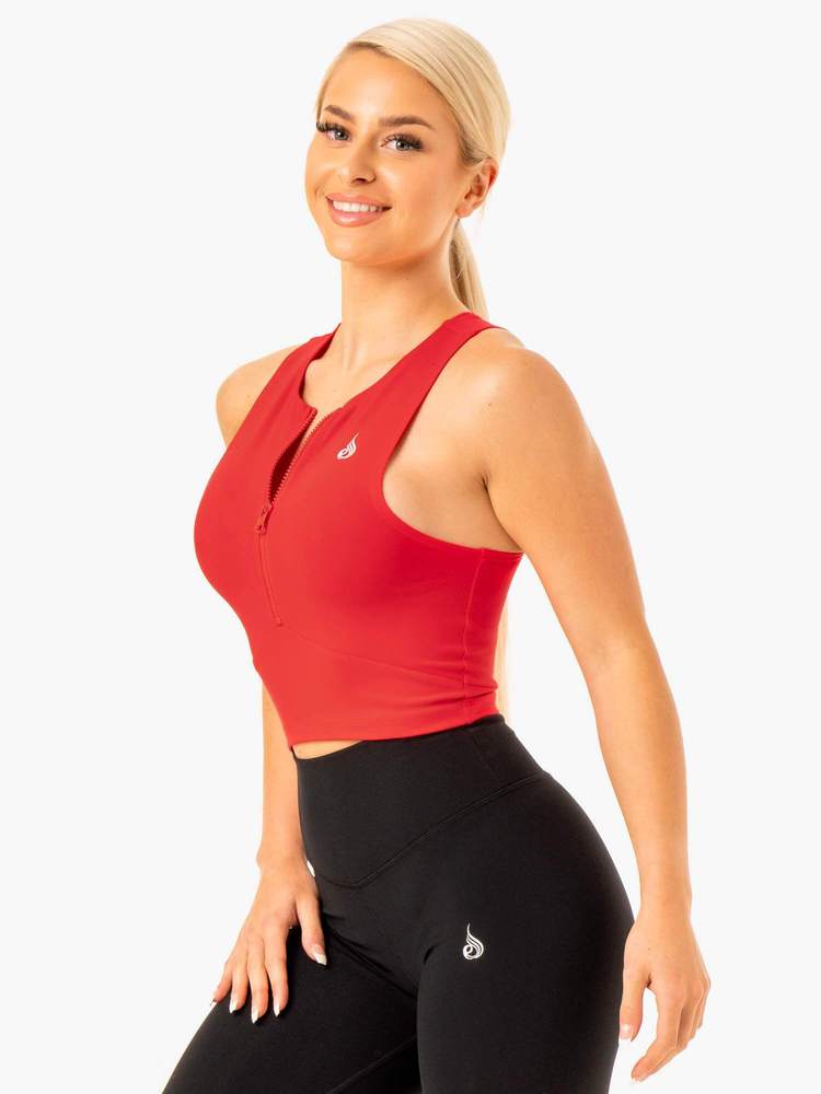 Dámské tílko Zip Up Reflex Red - Ryderwear