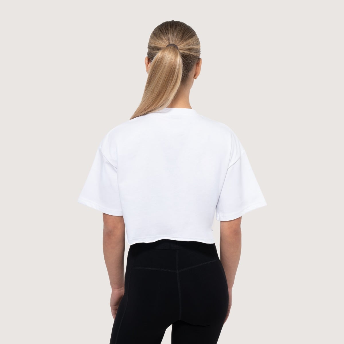 Dámské cropped tričko Earned White - GymBeam