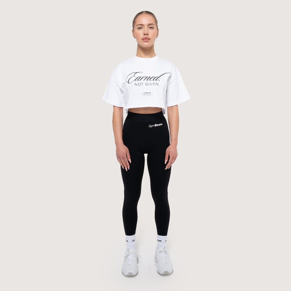 GymBeam Women‘s Earned Cropped T-shirt White (obrázek 5)