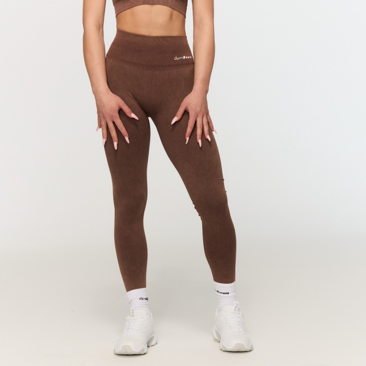 Dámské bezešvé legíny Fierce Brown - GymBeam hnědá XL