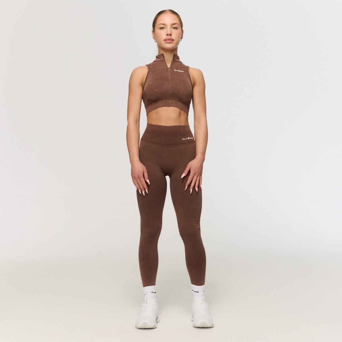 Dámské bezešvé legíny Fierce Brown - GymBeam hnědá XL