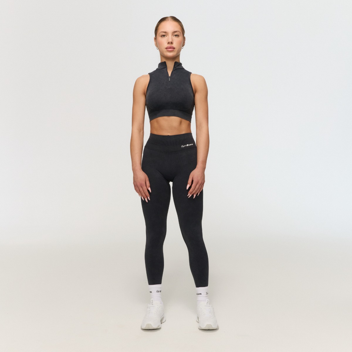 Dámské bezešvé legíny Fierce Dark Grey - GymBeam šedá XXL