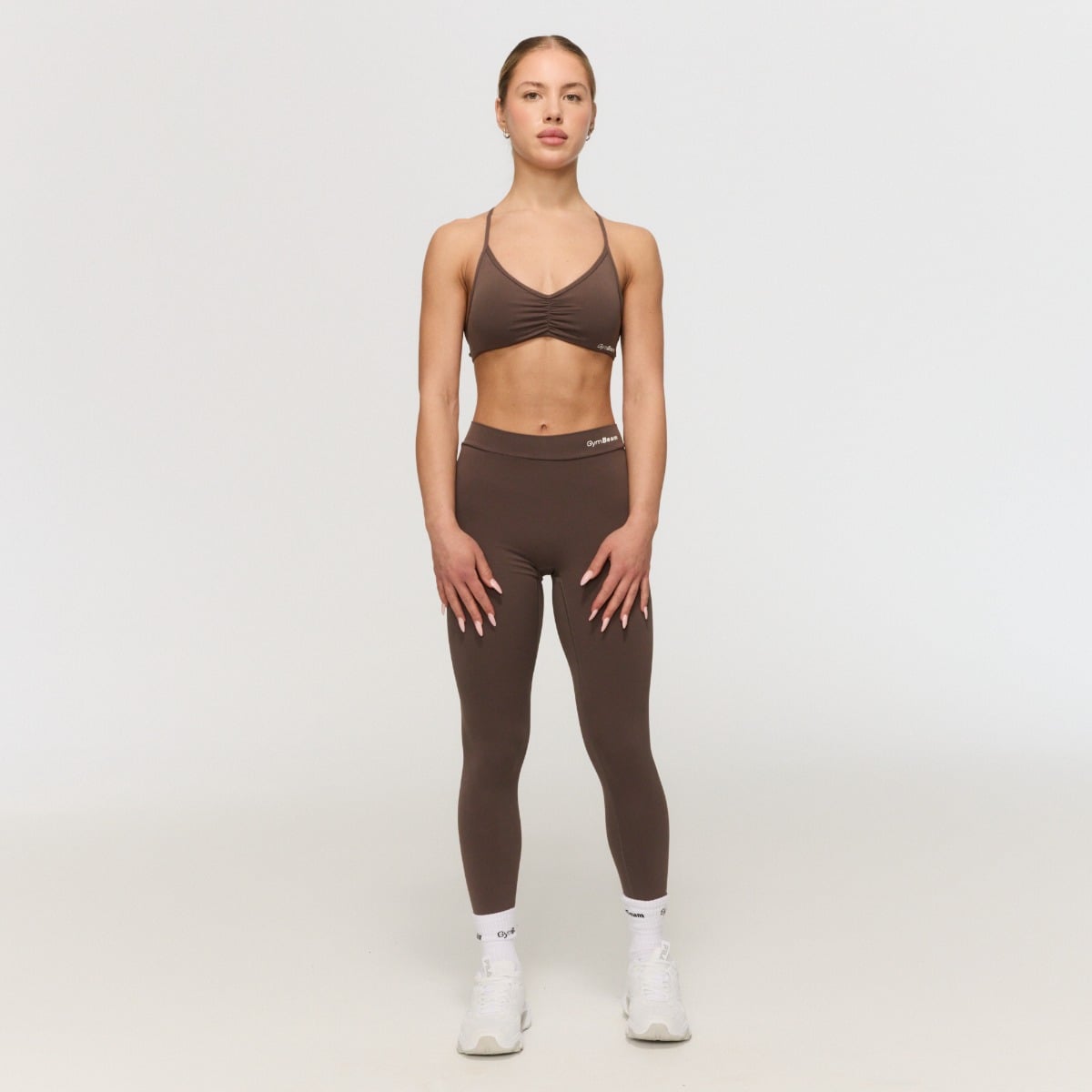 Dámské V-back legíny Fierce Cappuccino - GymBeam hnědá XS