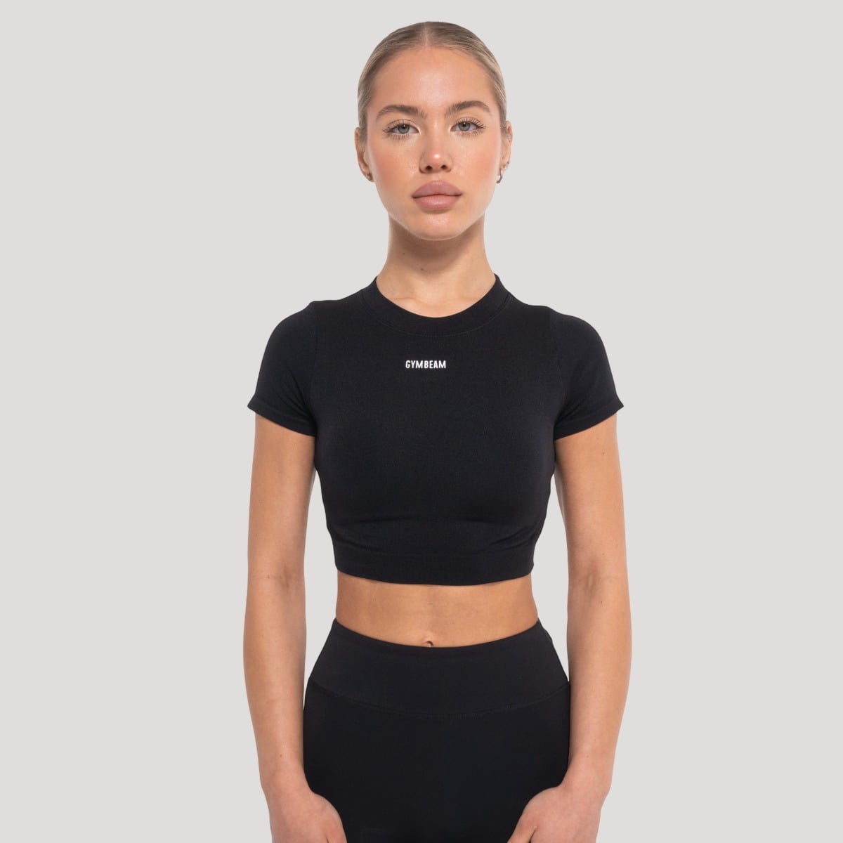 Dámský top Crop Flow Black - GymBeam