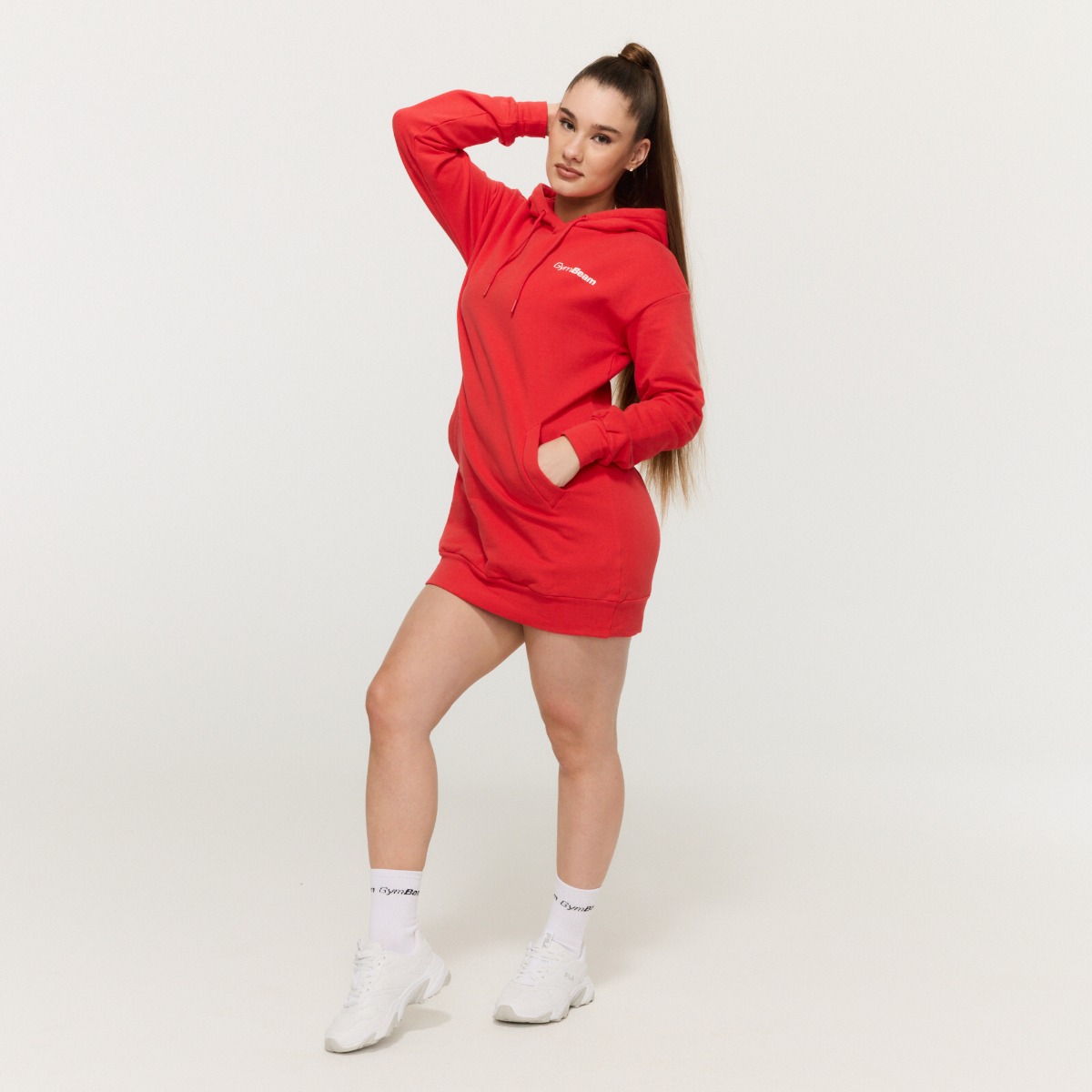 GymBeam Dámská Longline mikina Limitless Hot Red - Velikost: XXL | Barva: Červená | Hmotnost: 0,821 kg | Balení: 24 · záber 6