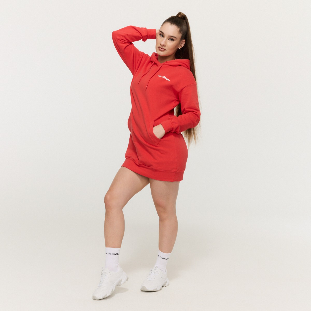 GymBeam Dámská Longline mikina Limitless Hot Red (obrázek 6)