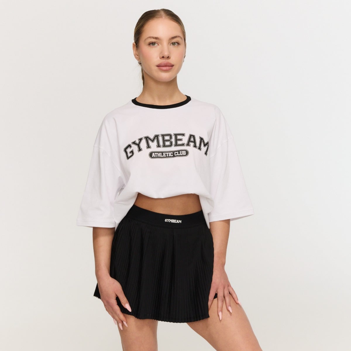 GymBeam Dámské Varsity Oversized Tričko White