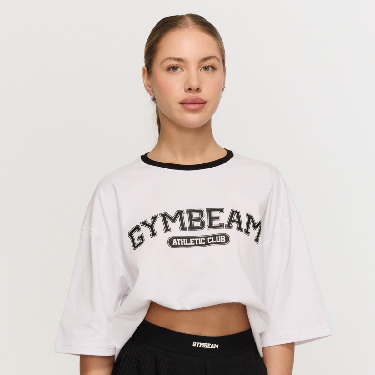 Dámské tričko Oversized Varsity White - GymBeam