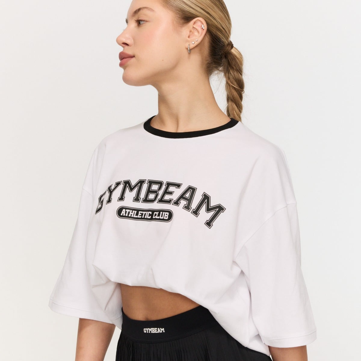GymBeam Dámské Varsity Oversized Tričko White (obrázek 6)