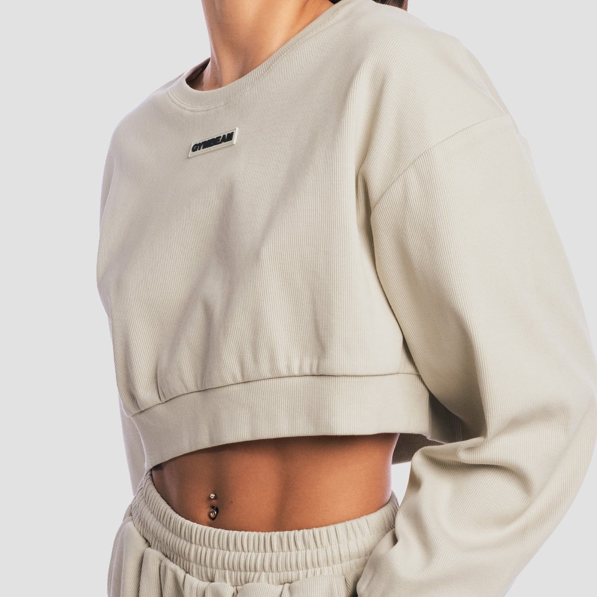 GymBeam Dámská mikina Cropped Aura Grey (obrázek 3)