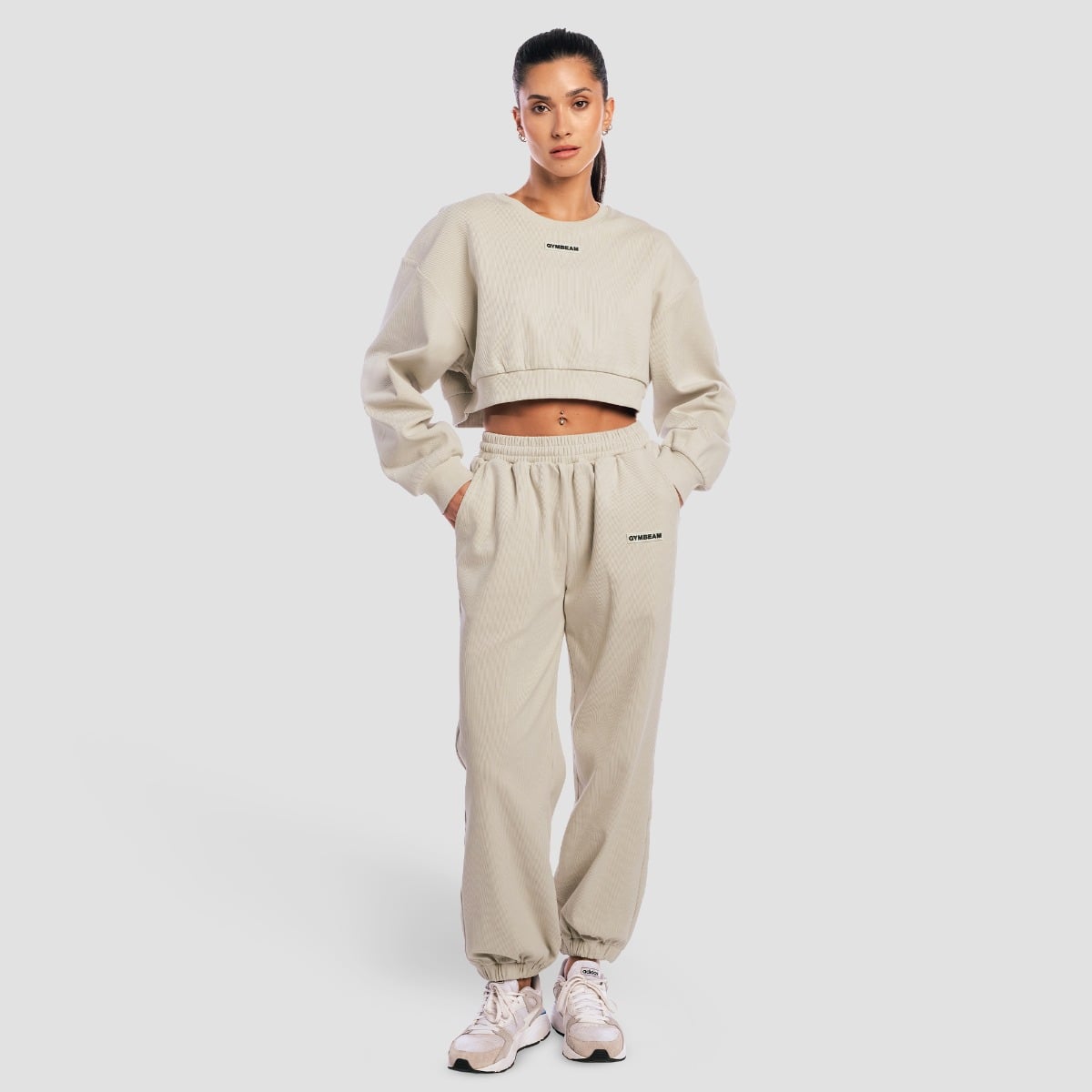 GymBeam Dámská mikina Cropped Aura Grey (obrázek 6)