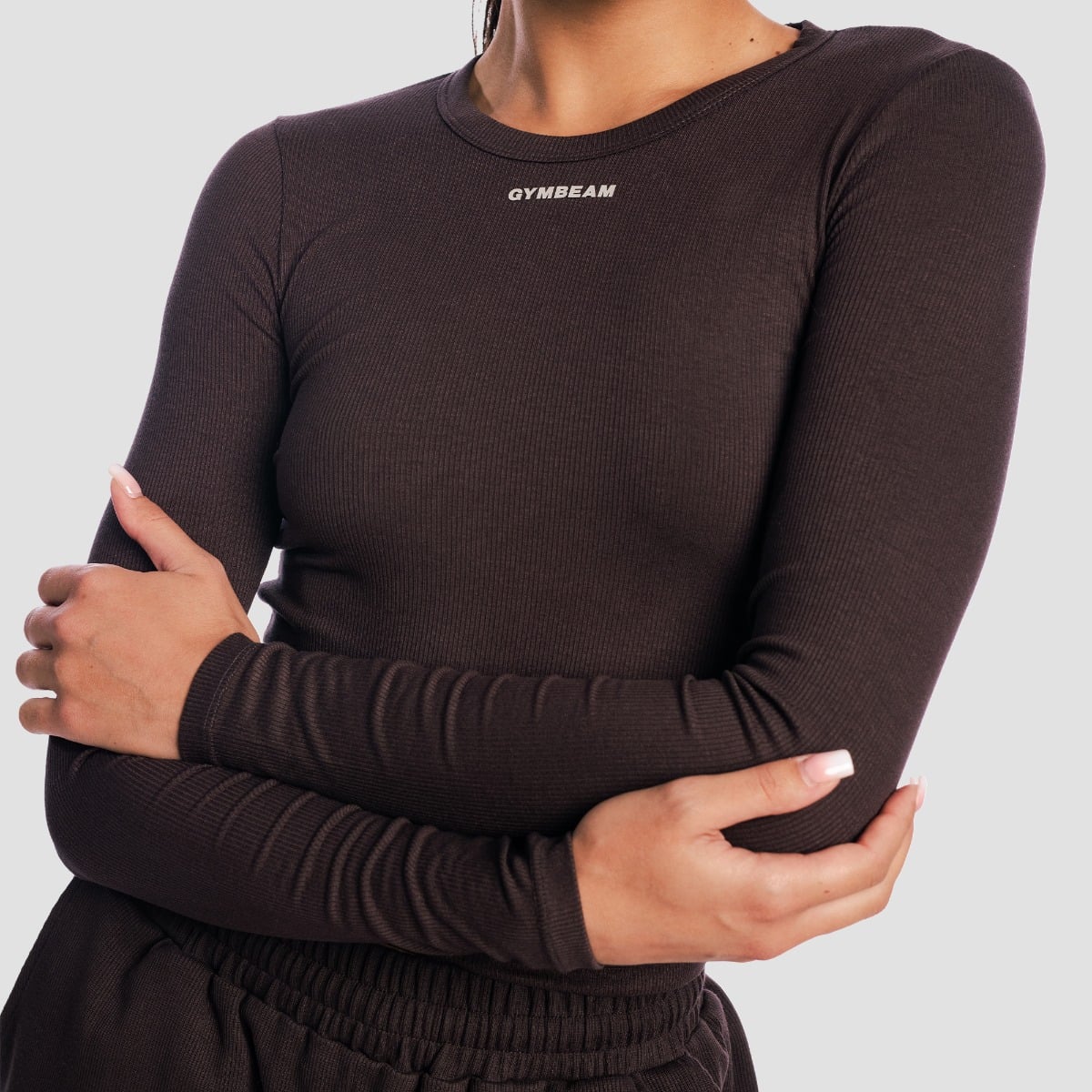 GymBeam Women‘s Aura Long Sleeve T-Shirt Tee Brown (obrázek 3)
