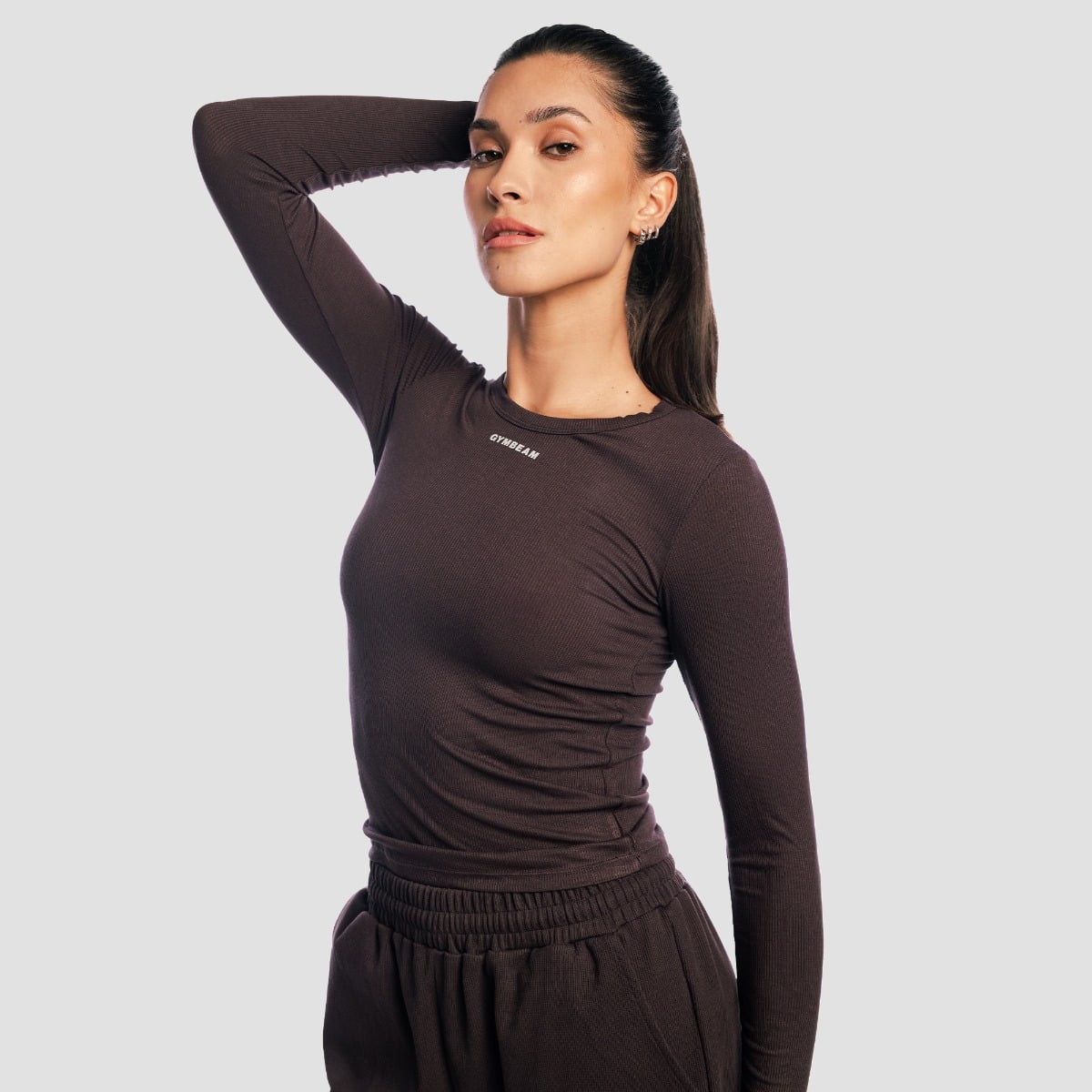 GymBeam Women‘s Aura Long Sleeve T-Shirt Tee Brown (obrázek 4)