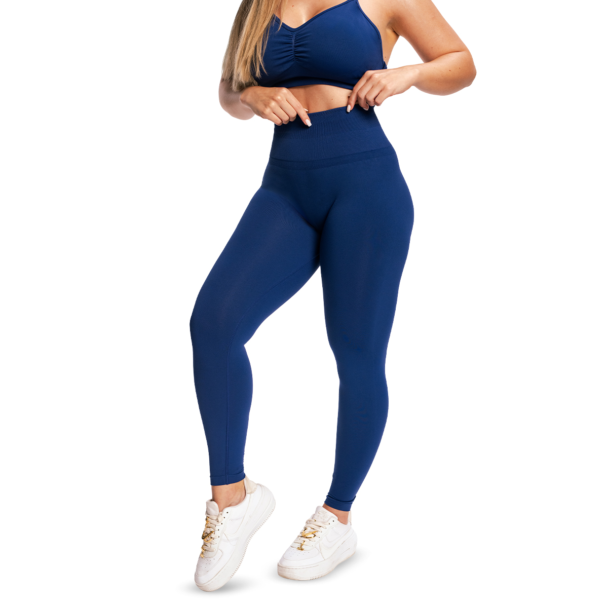 GymBeam Dámské bezešvé legíny Sculpt Navy (obrázek 9)