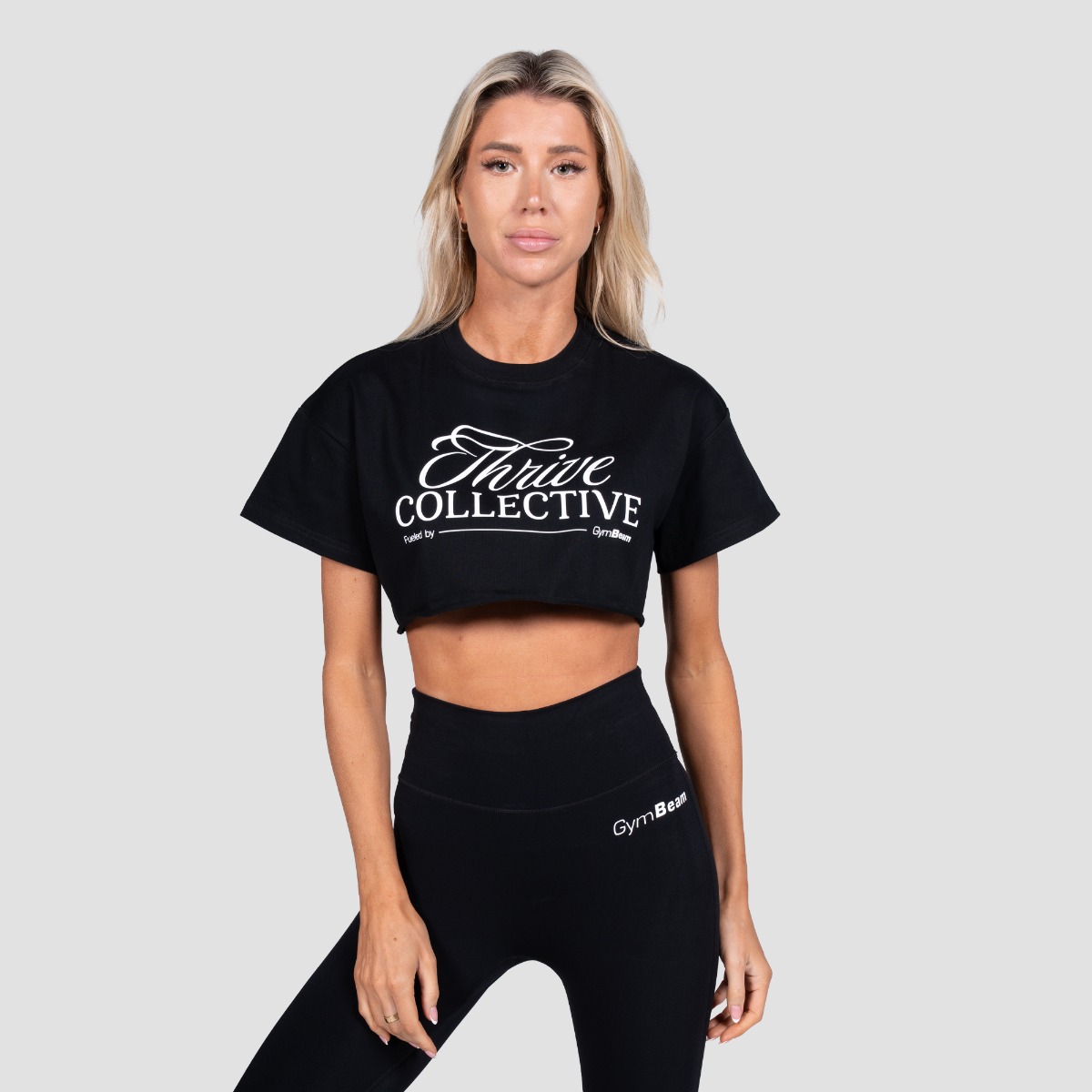 GymBeam Women‘s Thrive Cropped T-shirt Black (obrázek 3)