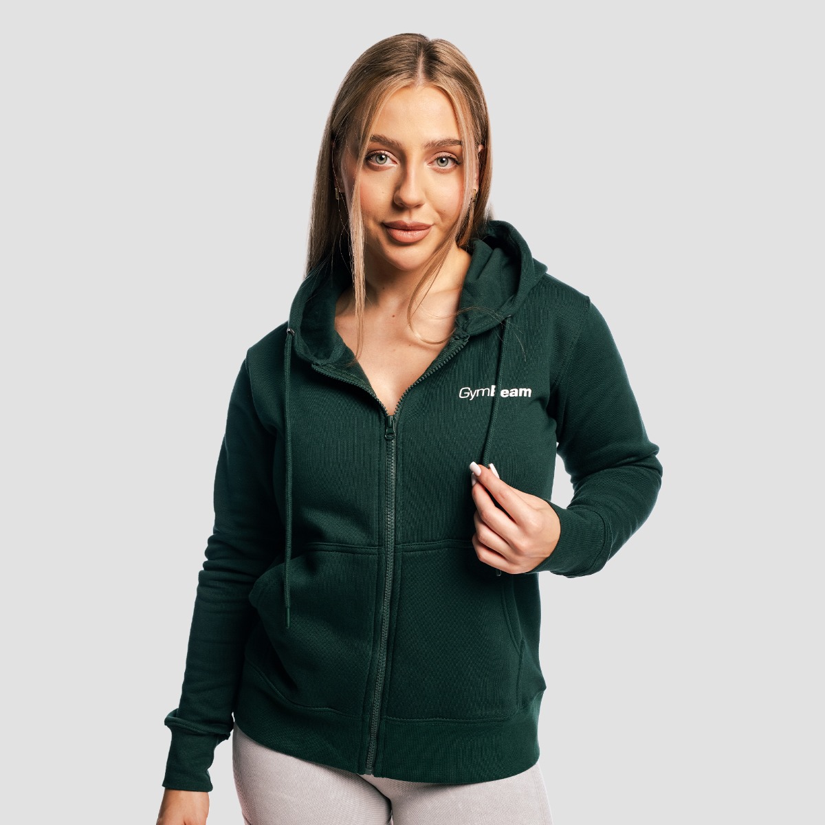 GymBeam Dámská mikina Zipper Hoodie Pine (obrázek 3)