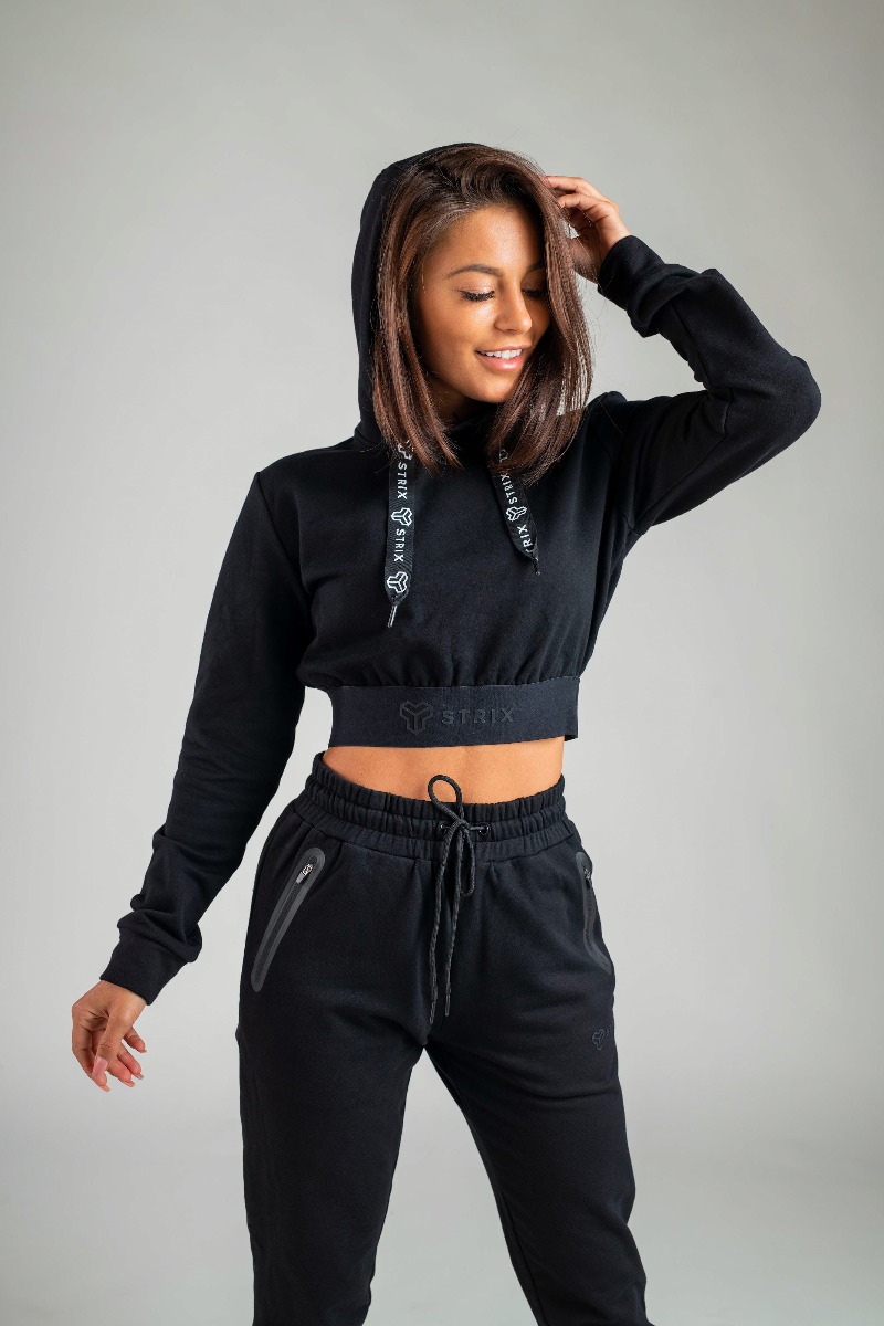 Dámská mikina Essential Cropped Hoodie Black - STRIX černá XS