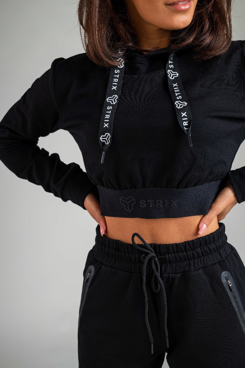 Dámská mikina Essential Cropped Hoodie Black - STRIX černá XS