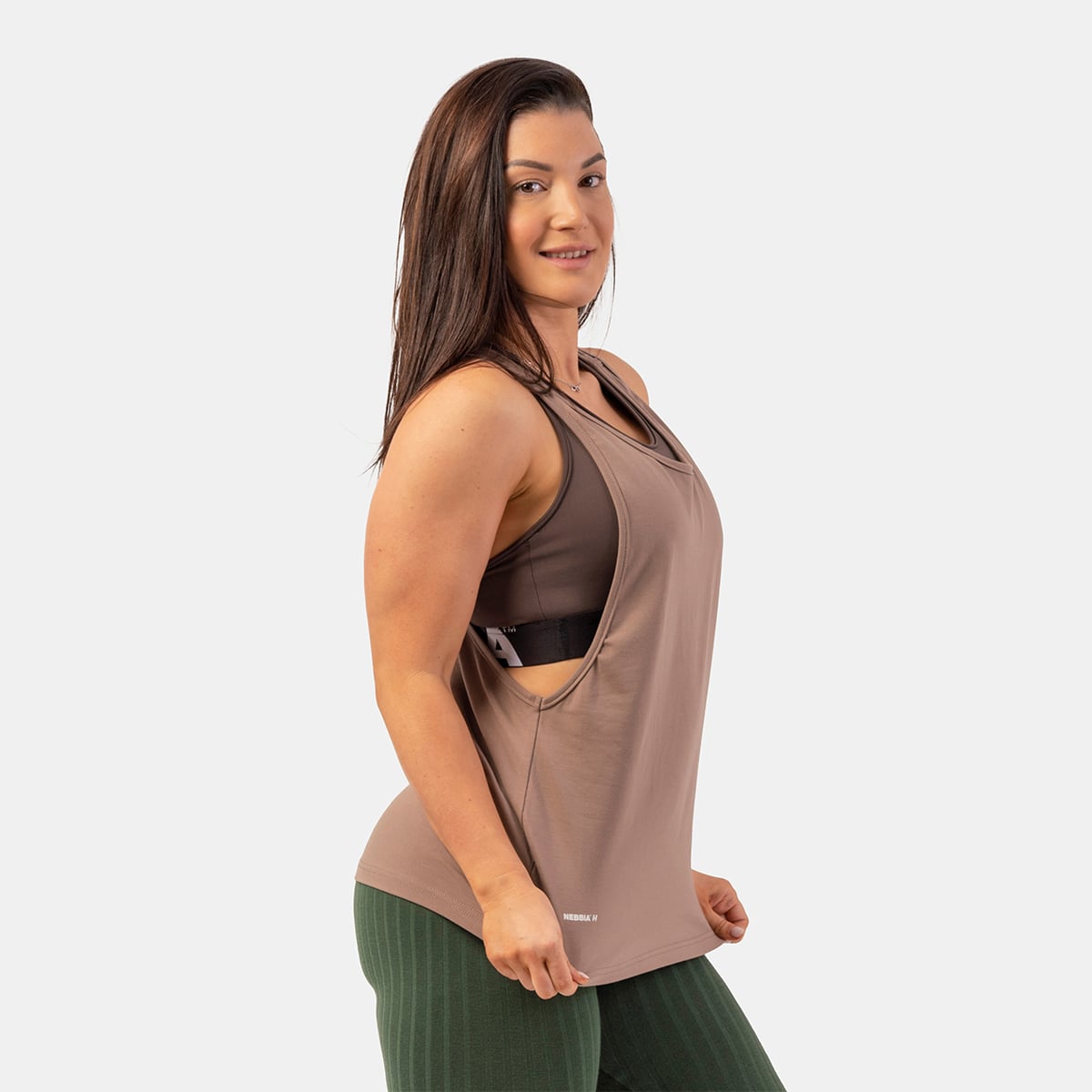 Dámské tílko Loose Cross Back Brown - NEBBIA