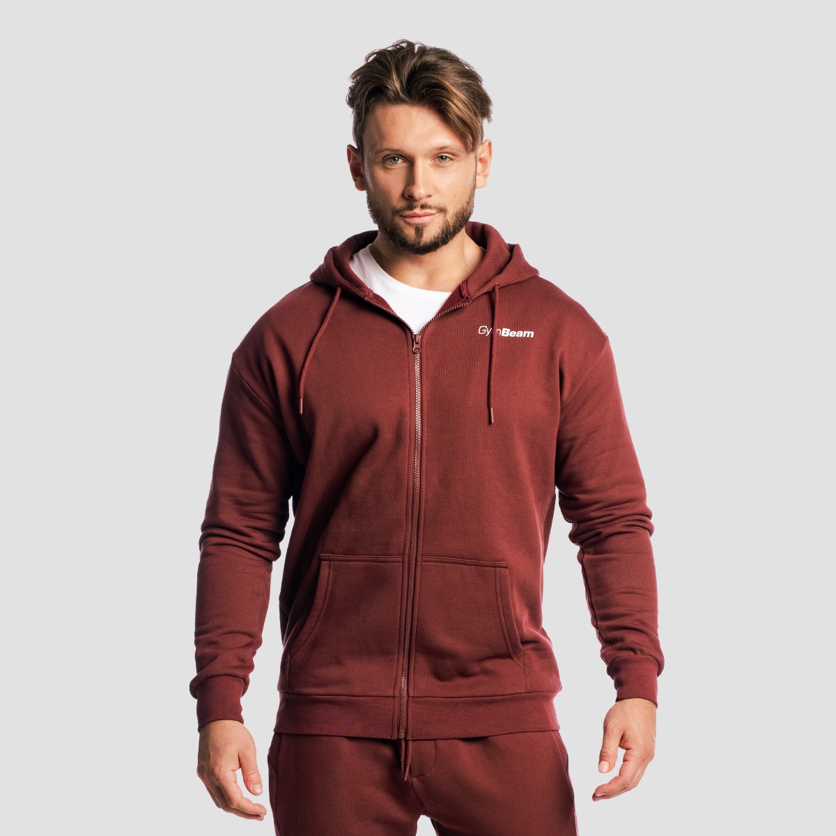 GymBeam Mikina se zipem Zone Cherrywood (obrázek 3)