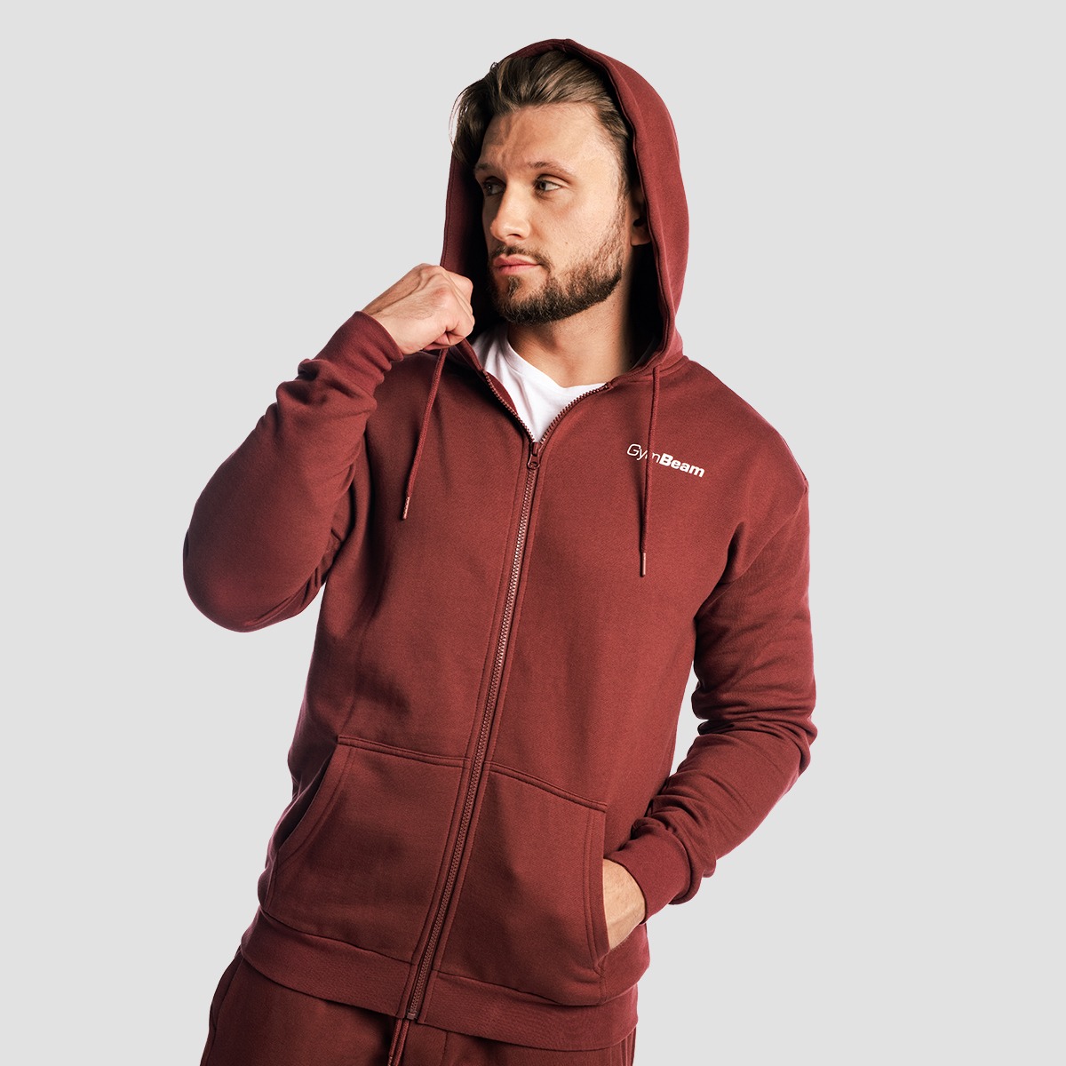 GymBeam Mikina se zipem Zone Cherrywood (obrázek 5)