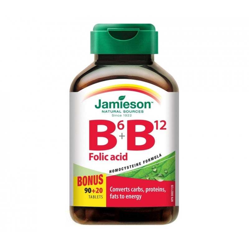 Vitamín B6 + B12 + Folic Acid - Jamieson - 110 tbl